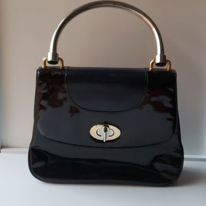 Vintage Black Gucci purse with Silver Metal Handle